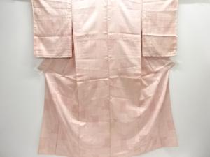 未使用品　重ね色紙模様織出し西陣お召単衣着物